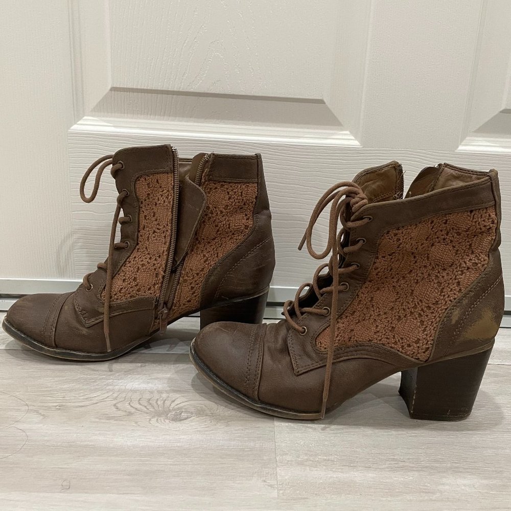 Francesca's Brown Lace Booties